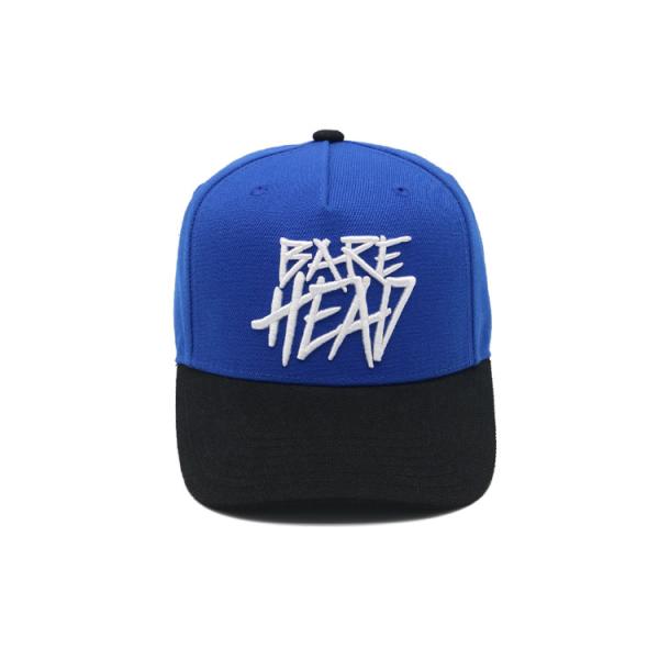 3D a brodé la boucle en plastique simple bleue de casquette de baseball de panneau de la lettre 5