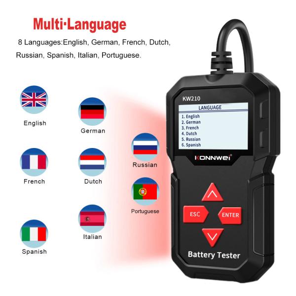 Backlit Screen CCA 2.4 Auto Battery Analyzer KONNWEI KW210