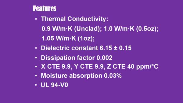 RF-60TC PCB make of PTFE based, ceramic filled fiberglass substrate with 5mil, 10mil; 20mil, 25mil; 30mil, 60mil