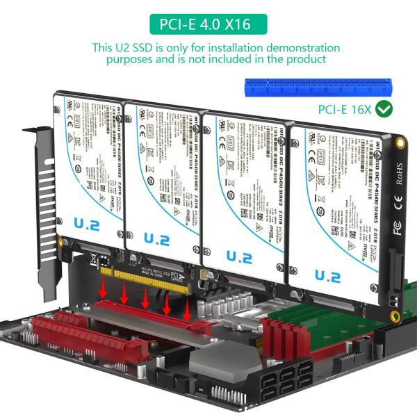 U.2 до PCI-e Riser Adapter PCIe4.0 X16 до 2,5