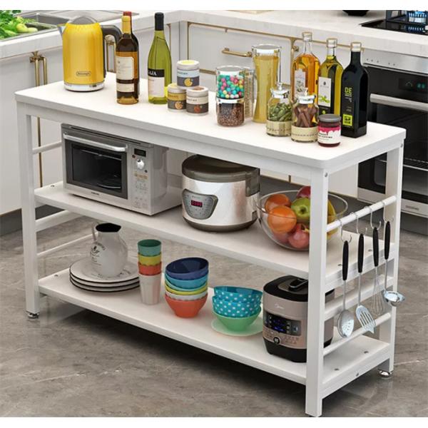 Metal Wood Kitchen Bakers Microwave Rack Countertop Organizer 2 Tier