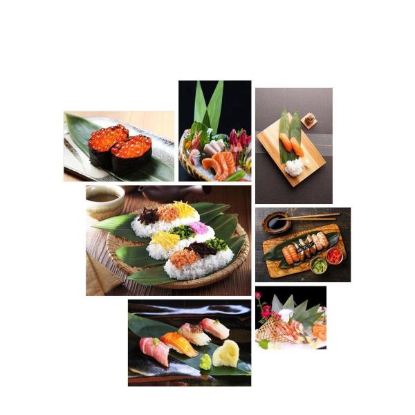 Суши Японии покрывают листья зеленого цвета украшения свежие высушенные бамбуковые