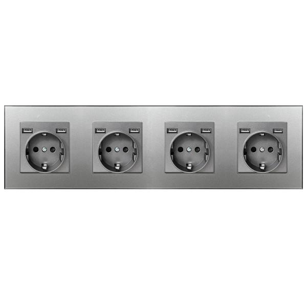 8 USB Port Electric Switch Socket 2100mA Phosphor Bronze Conductor 4 USB Socket