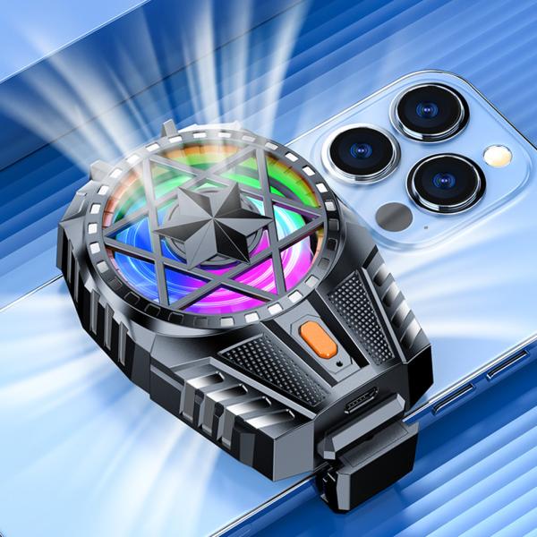 Black Mobile Phone Radiator Portable Game Cooler 3 Speed Adjustable Back Clip Fan Radiator
