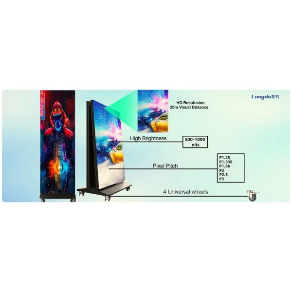 HD Foldable LED Screen Poster Portable Advertising Player Viedo Wall Panels  P1.25 P1.538 P1.86 P2 P2.5 P3