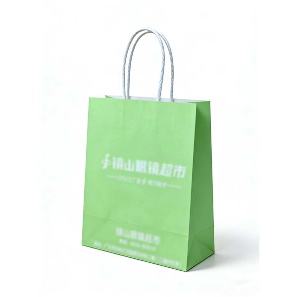 Reusable Twisted Handle Paper Bag Green Custom Logo Shopping Bags Eco Friendly
