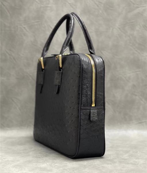 Authentic Real True Ostrich Skin Businessmen Briefcase Laptop Purse Bag Genuine Exotic Leather Male Working Handbag