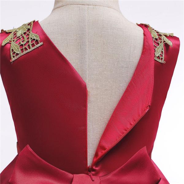 V-Neck Flower Girl Dress Champagne Lace Princess Dress Vestidos De Ropa Niña Sleeveless Christmas Dress Red/Blue/Purple