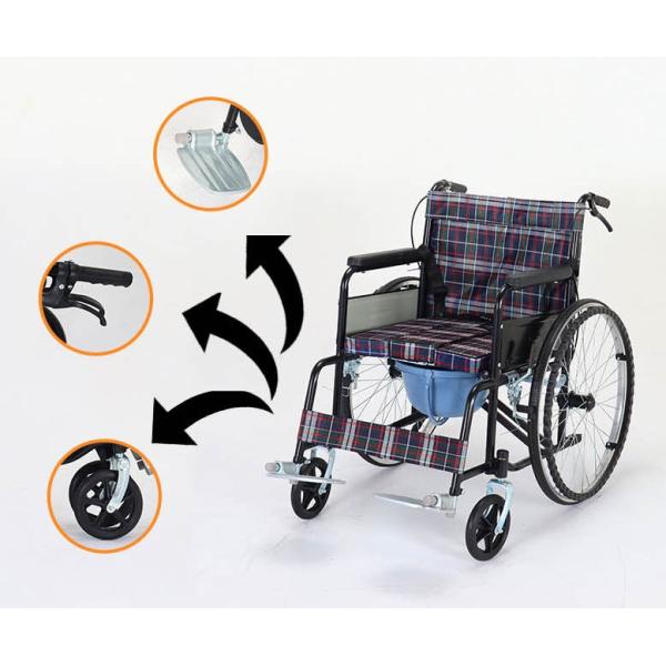 Кресло-коляска перехода пожилого Liftable поручня медицинская с тормозом туалета 4