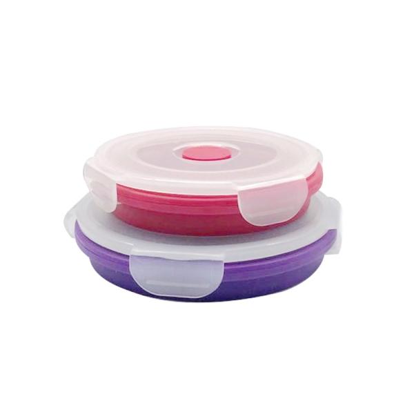 Wholesale 4 Sets Microwavable Food Storage Containers Safe leakproof Silicone Foldable Round Lunch Box
