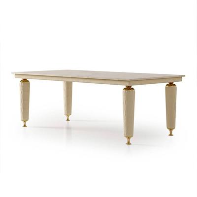 Mobília luxuosa da casa da mesa de jantar branca de mármore do quadro da madeira maciça do retângulo