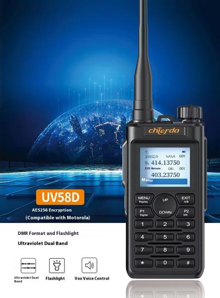DMR Radio Walkie Talkie with Dual Band VHF UHF AES 256 Encryption and Full Keypad