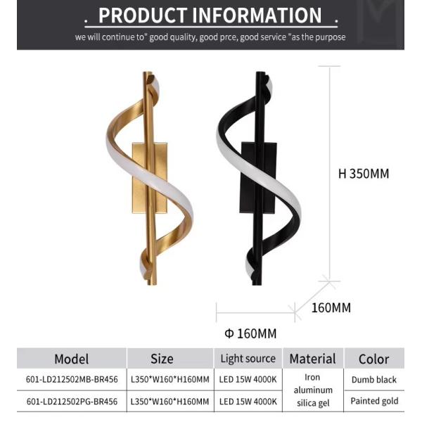 Lampe murale à LED moderne 10W Blanc frais 4000K Aluminium or Lampe murale intérieure pour le couloir de la chambre à coucher