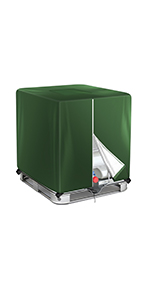 IBC Tote Cover for 1000L Outdoor 275 Gallon Rain Barrel UV Resistant Waterproof Outdoor IBC Covers - Grey GREEN