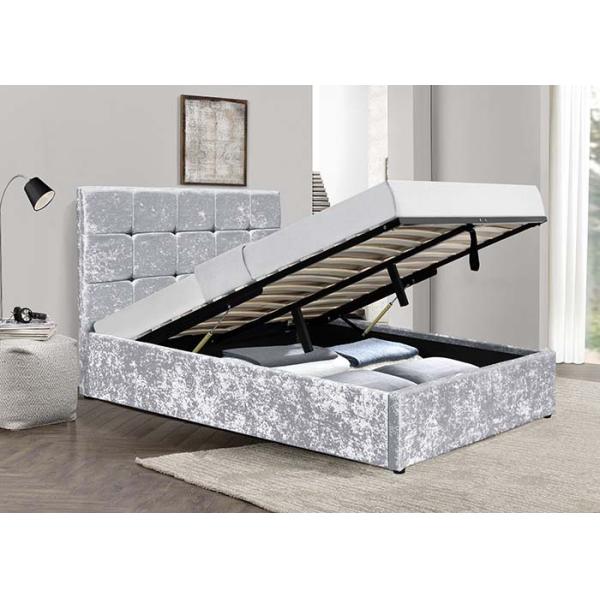 Elevación de gas machacada del terciopelo de la plata encima de los muebles suaves BSCI del dormitorio de la cama del almacenamiento