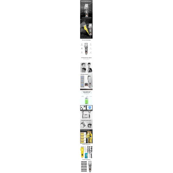 Stainless Blade Cordless Hair Trimmer Led Display All Metal Usb Rechargeable