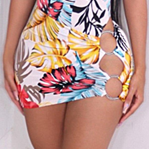 Women'S Printed Sexy XXL One Shoulder Beach Dress