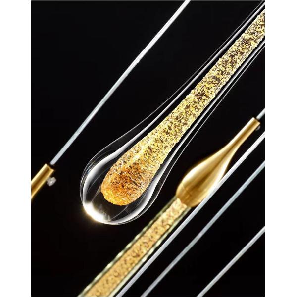 Goutte d'eau de pluie dorée à tête unique Petit lustre luxe de verre de cuivre à LED lampe suspendue Nordique simple lampe suspendue de chevet