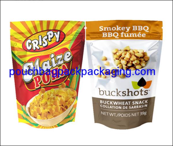 Aluminium foil pouch, stand up pack pouch for snack, foil zipper doypack for food packaging