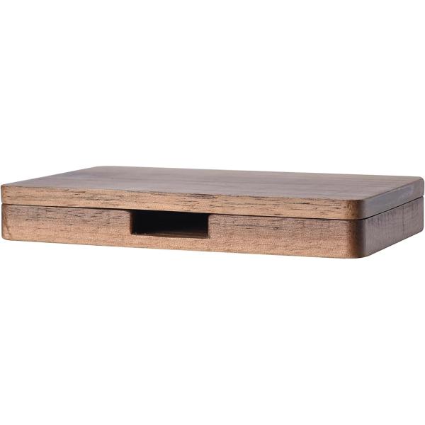 Black Walnut Wood Square Card Case with Magnetic Closure Wooden Business Card Holder