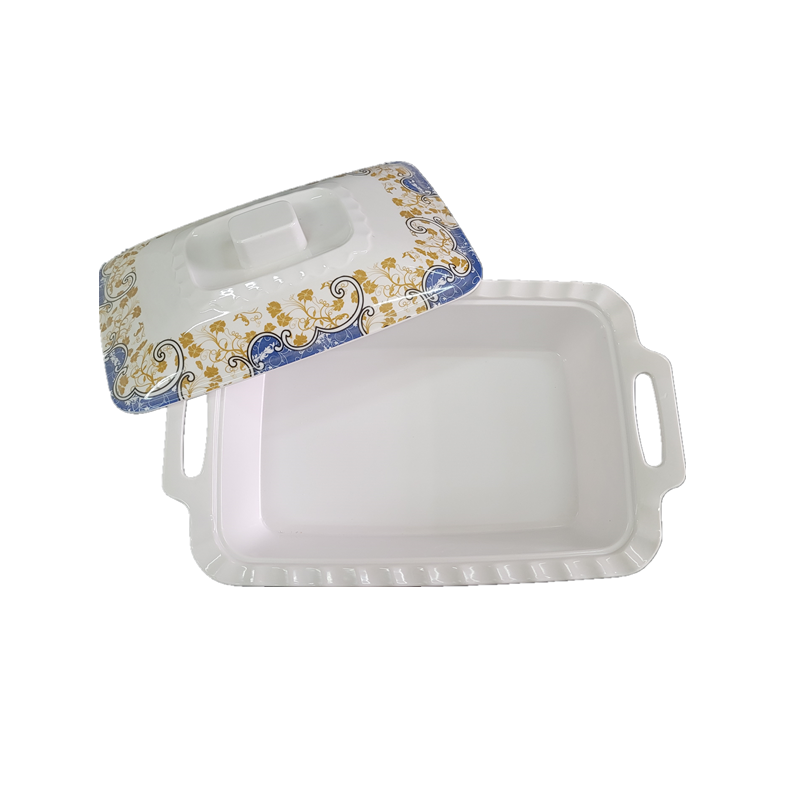 Home Decoration Melamine Rectangular Tray , Melamine Food Tray With Handle