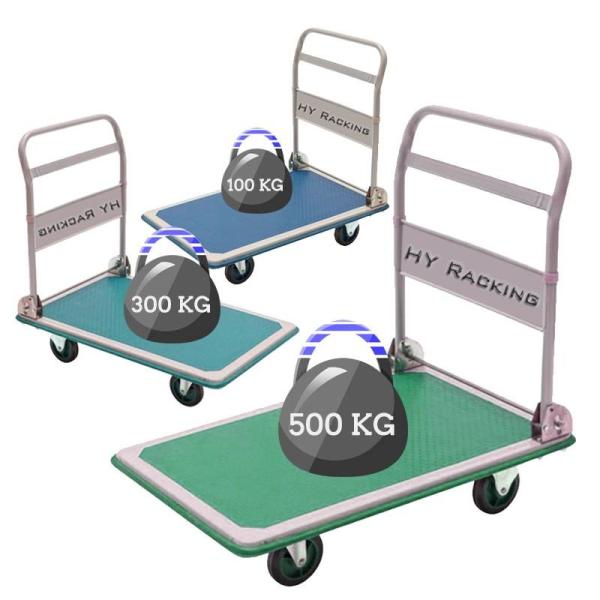 4 Wheels Hand Truck Trolley Push Cart 300kg Capacity Pulled Hand Truck 500Kg