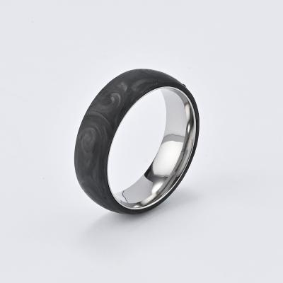 Modern Stainless Steel Forged Carbon Fiber Ring For Men Waterproof
