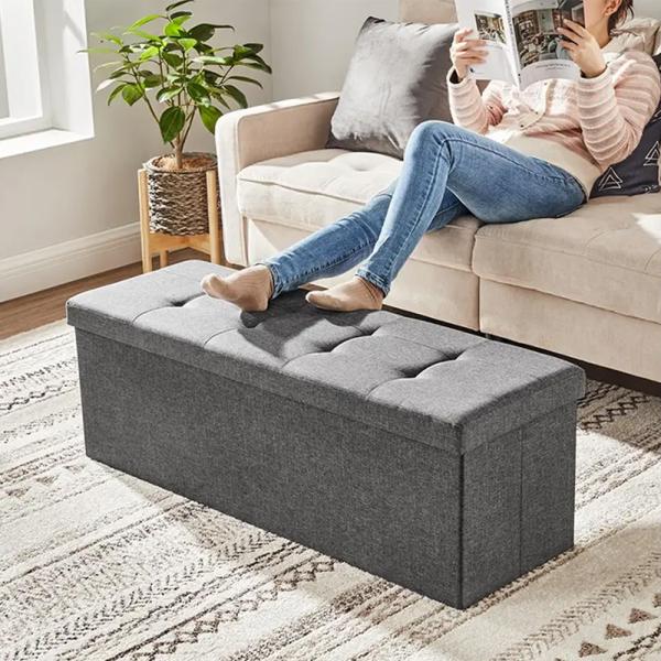 Multifunctional Living Room Storage Ottoman Bench Fabric For Apartment