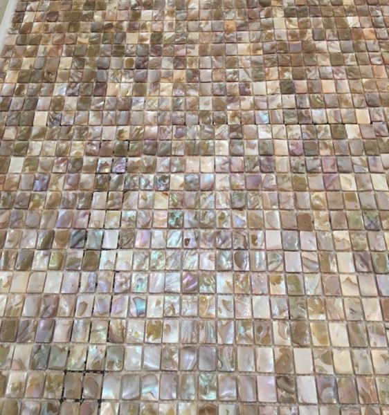 Brown Square Seashell Mosaic Wall Tile , Mother Of Pearl Mosaic Tile Backsplash