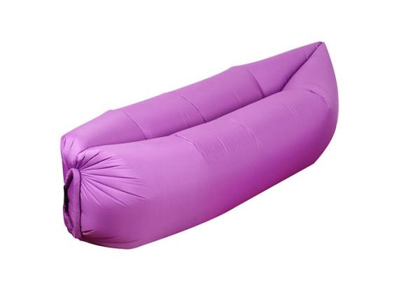 Convenient Purple Inflatable Sleeping Bag Fast Filled Waterproof Nylon Fabric