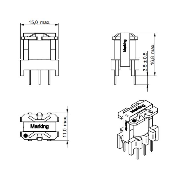 2.8 Мх Установка отключения Smps Flyback Transformer Выходная мощность 3 Вт и 9 Вт 7491181024