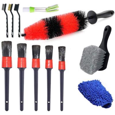 12PCS Auto Car Detailing Brush Vent Cleaner Tool Kit For Tire Dashboard Interior Exterior