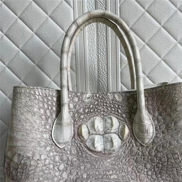 Lady Himalaya White Purse Authentic Alligator Skin Women Totes Handbag Real Crocodile Leather Female Large Shoulder Bag