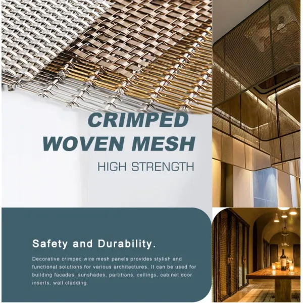 Decorative Metal Crimped Stainless Steel Flat Wire Screen Mesh for Furniture Cabinets
