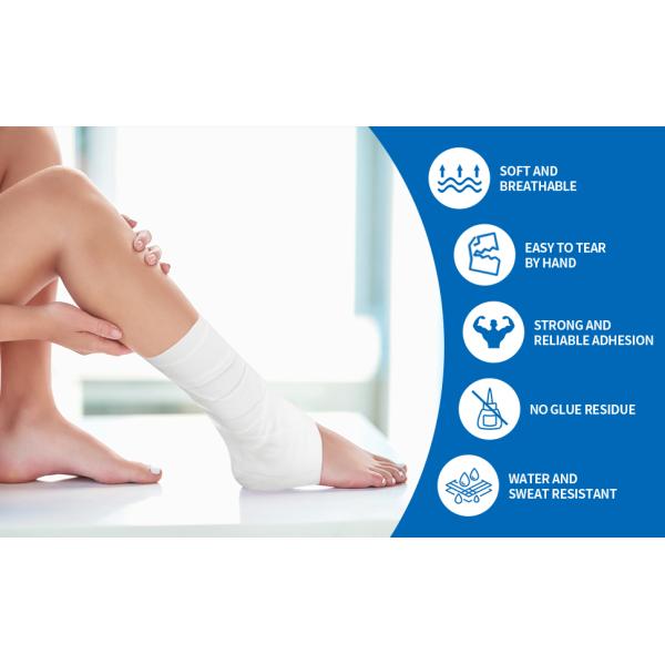 White Color Athletic Tape Cotton Adhesive Trainers Sports Wrapping Prevent Injuries