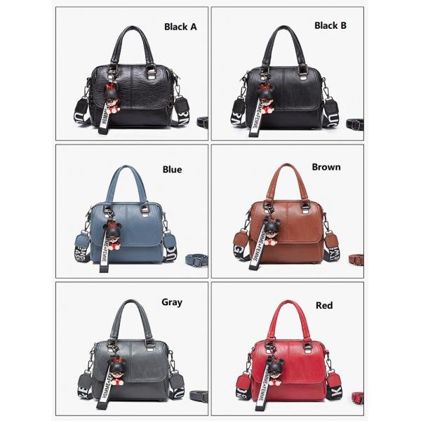 Black Cross Body One Shoulder Pillow Pu Tote Bag With Clutch 4pcs