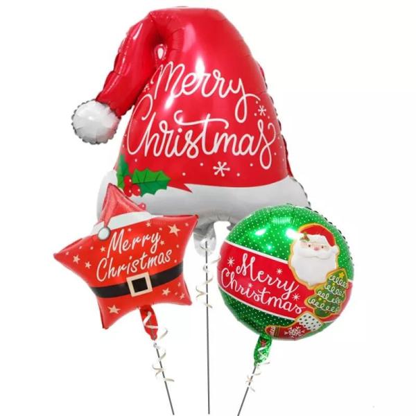 Da caixa de presente nova de Bell do chapéu do Natal de Wholesal decoração 2023 de alumínio do fundo do evento do partido do Feliz Natal do balão do filme