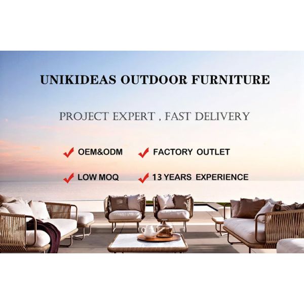 Outdoor Rope Woven Sectional Patio Furniture L-Shaped Conversation Sofa Set Chaise Lounge Right