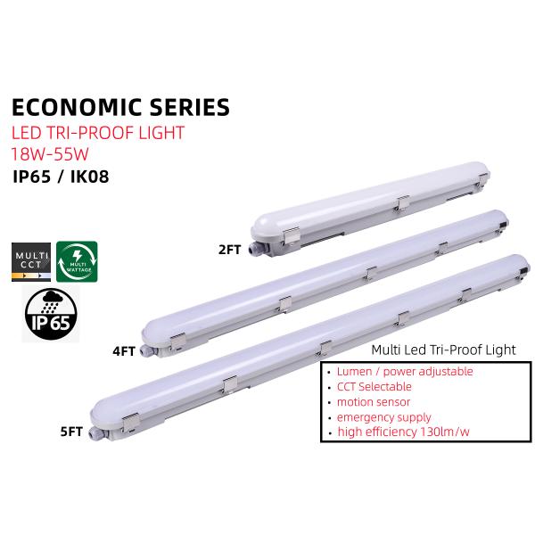 55W 80 Ra Car Washing LED Light with AC 110V Input Voltage Linear Vapor Tight Fixture