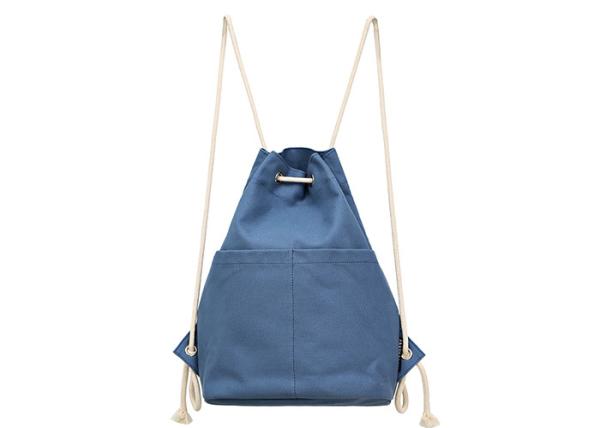 Lightweight Canvas Drawstring Backpack , School Bags For Girls PU Leather Pocket