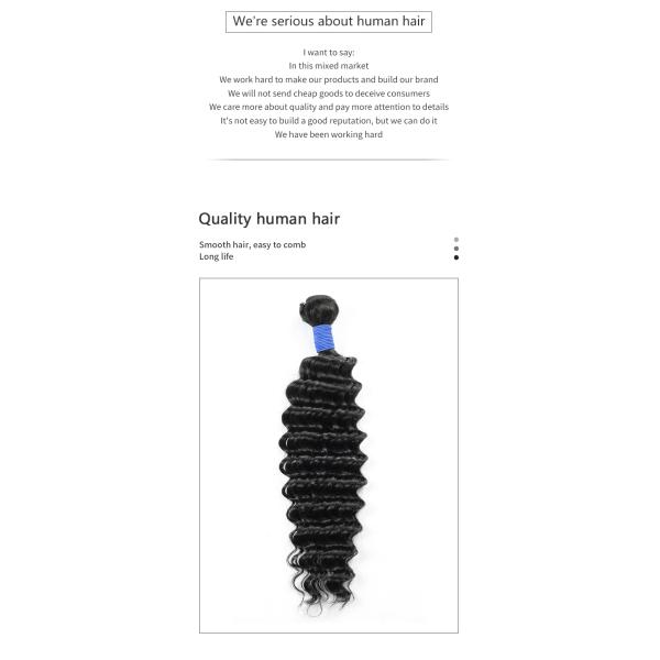 50.8cm 20 Inch Human Hair Bundles Deep Wave Human Hair Weave True To Length