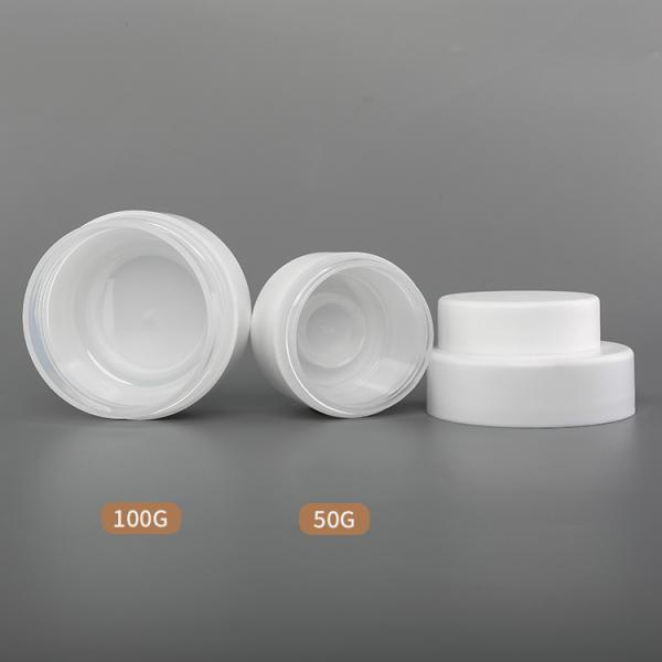Tarro poner crema plástico doble Matte Surfacw Silk Screen Printing de la pared 50g 100g con el casquillo