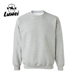 Bordado Orgânico Roupas Oem de tamanho grande 80% Algodão 20% Poliéster Manga Longa Cor Sólida Homem Pullover de pescoço redondo Hoodie em branco