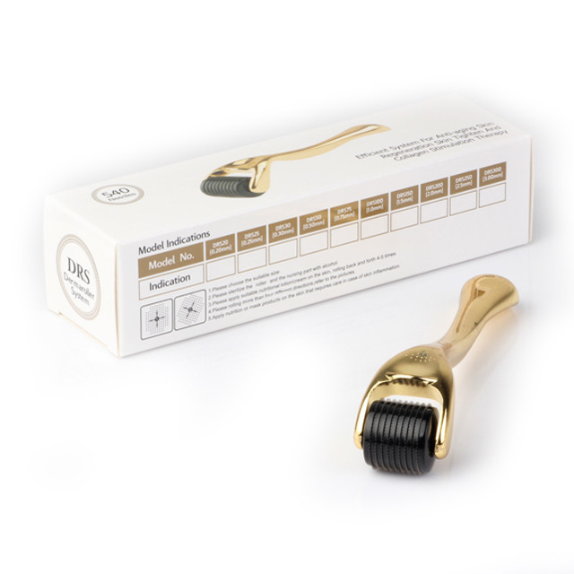 Home NO Plugs Type 540-pin Derma Roller with Gold Color Handles Skin Rejuvenation