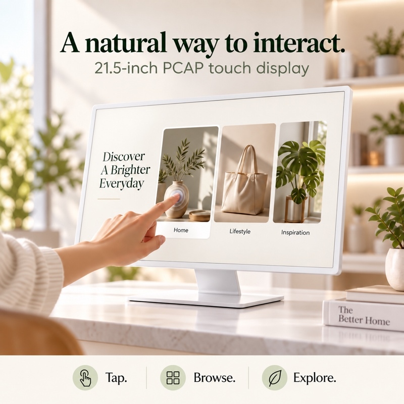 21.5 Inch Commercial Interactive Touch Screen Display White PCAP Touch Display