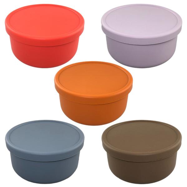 Kids Silicone Food Storage Containers BPA Free Leakproof Airtight Tag Bento Lunch Box