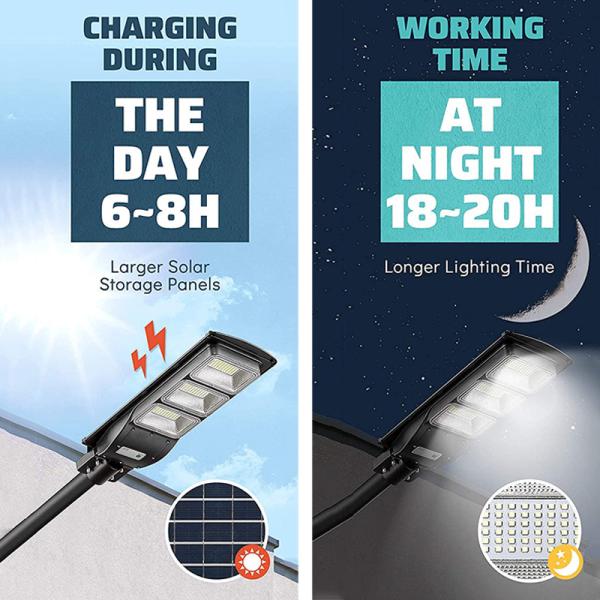 300W 60pcs Solar Flood Lights Remote Control LED Street Lights Security