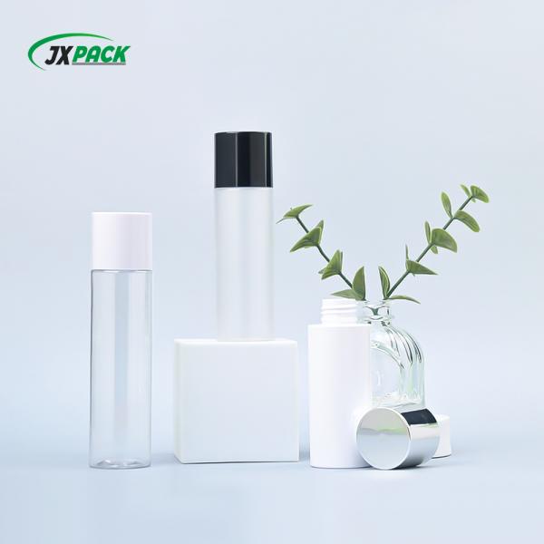 Botella cosmética PET personalizada de 100 ml-150 ml con tapa giratoria