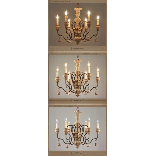 Antique distressed wood chandelier light fixtures pendant lamp (WH-CI-15)