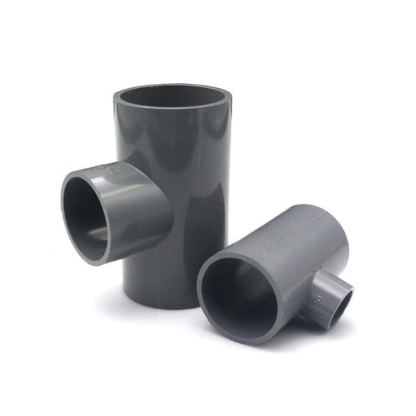 Grey PVC Tube Fittings DN20 25 32 40 50 63 75 90 Pipe Reducing Tee Customized